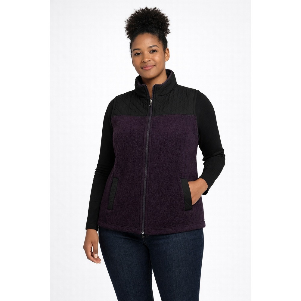 Croft & Barrow Women's‎ Petite Small Purple Quilted Fleece Zip Up Vest
